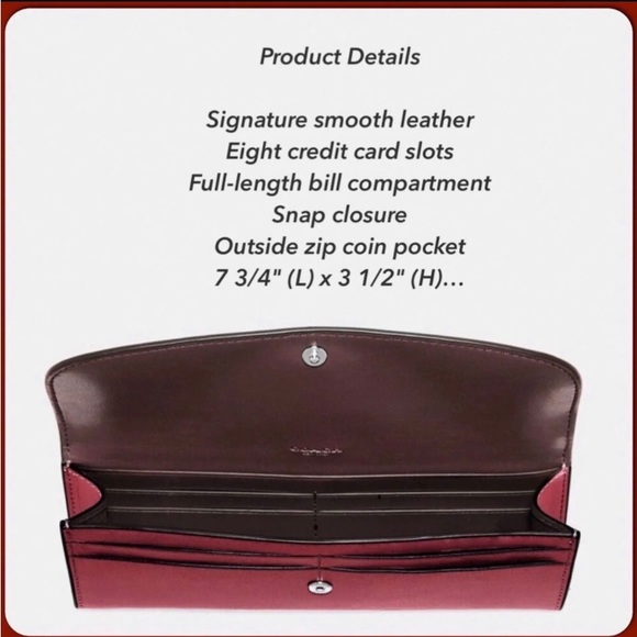 ♥️♥️♥️HTF! Coach Signature Reddish Pink Envelope Clutch Wallet NWT!!!Retail $275 - Picture 6 of 6